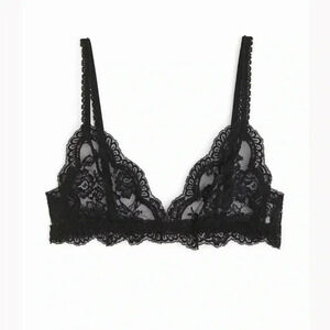 NWT rabanne H&M HM Lace Bralette Bra Black 6
